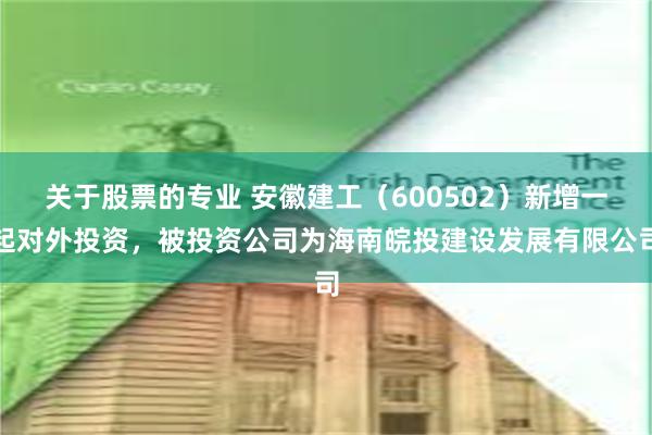 关于股票的专业 安徽建工（600502）新增一起对外投资，被投资公司为海南皖投建设发展有限公司