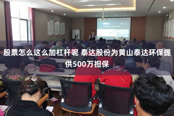 股票怎么这么加杠杆呢 泰达股份为黄山泰达环保提供500万担保