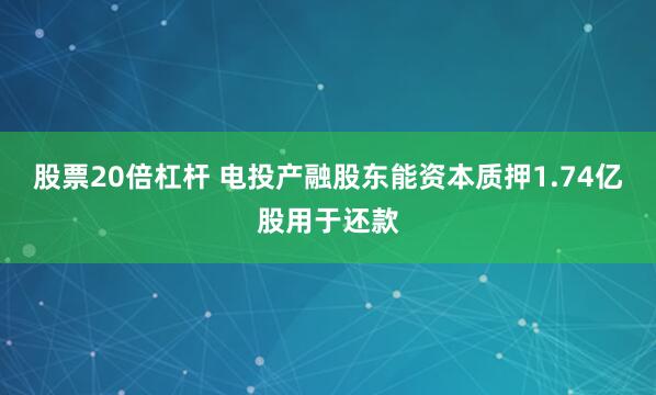 股票20倍杠杆 电投产融股东能资本质押1.74亿股用于还款