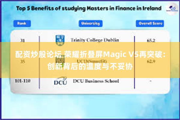 配资炒股论坛 荣耀折叠屏Magic V5再突破：创新背后的温度与不妥协