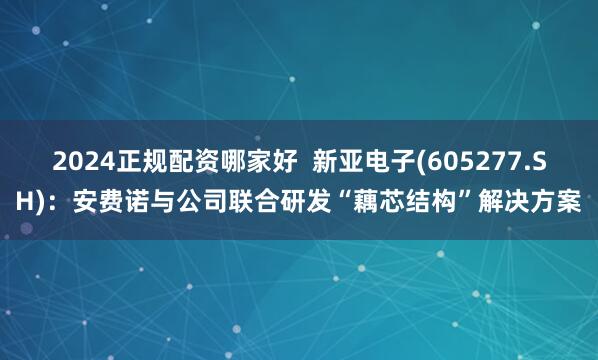 2024正规配资哪家好  新亚电子(605277.SH)：安费诺与公司联合研发“藕芯结构”解决方案