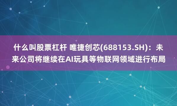 什么叫股票杠杆 唯捷创芯(688153.SH)：未来公司将继续在AI玩具等物联网领域进行布局