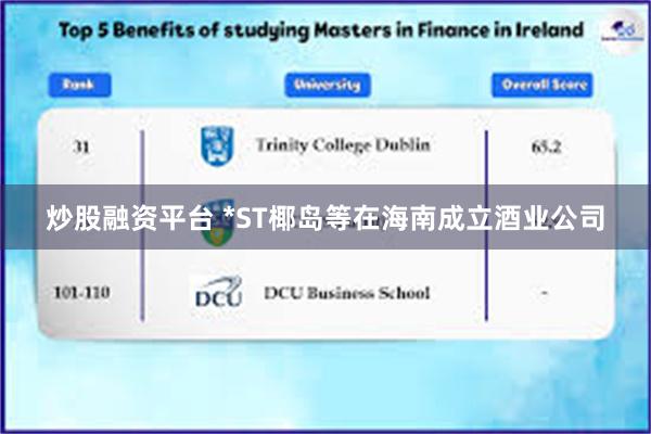 炒股融资平台 *ST椰岛等在海南成立酒业公司