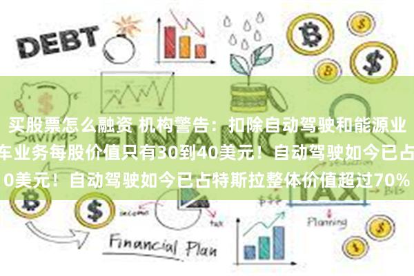 买股票怎么融资 机构警告：扣除自动驾驶和能源业务，马斯克的特斯拉汽车业务每股价值只有30到40美元！自动驾驶如今已占特斯拉整体价值超过70%